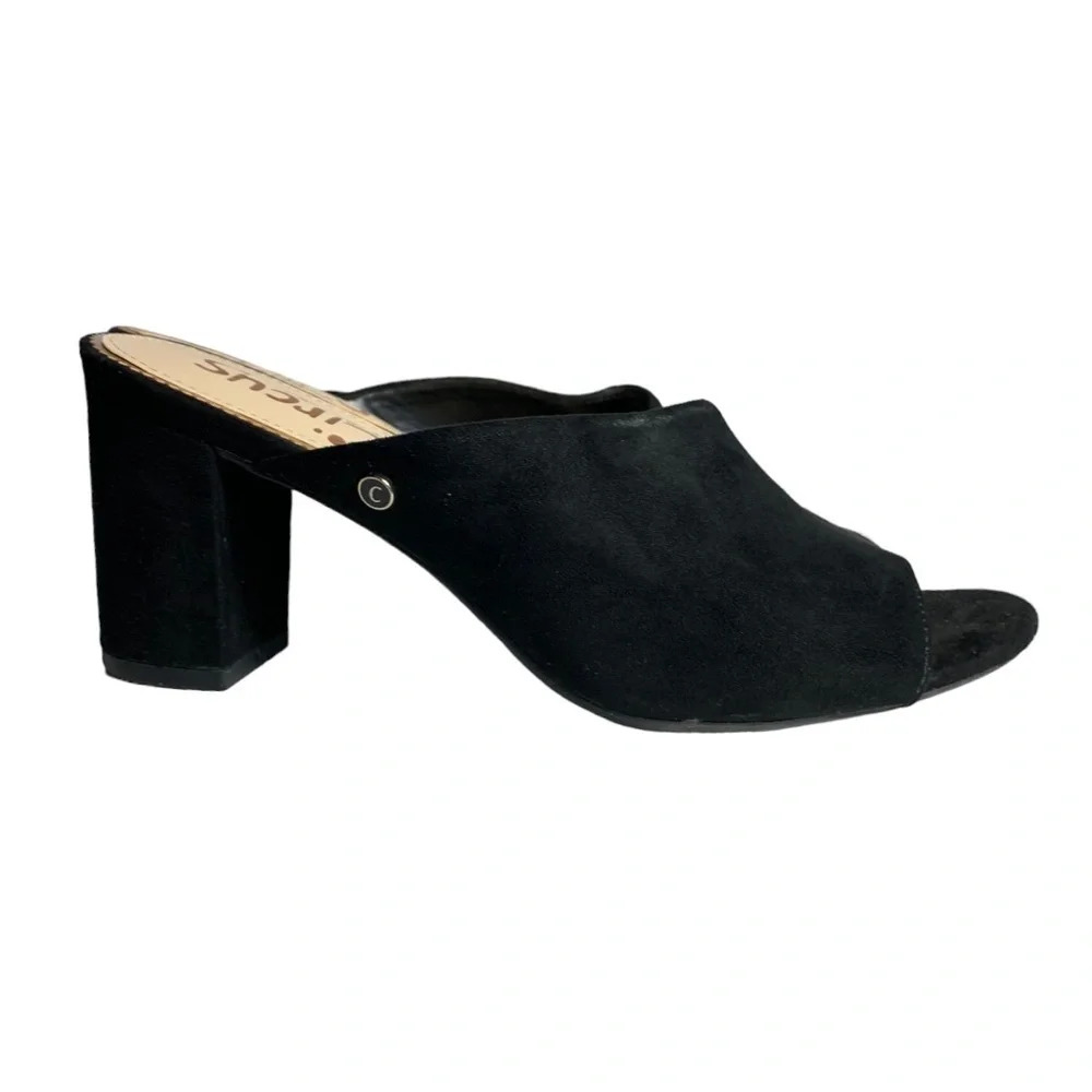Circus by Sam Edelman Black Suzanna Open Toe Mules Sandals Shoes Womens Size 6.5